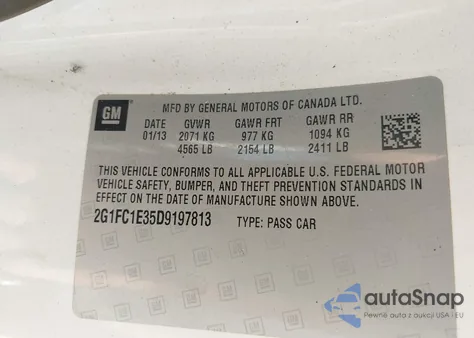 2013 Chevrolet Camaro 2Lt from USA, damaged, VIN 2G1FC1E35D9197813